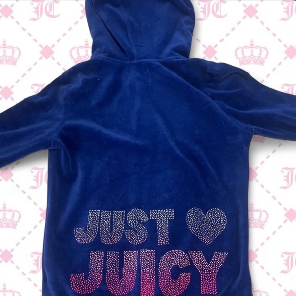 Juicy Couture Sweaters - Juicy Couture Royal Blue Hoodie with Pink Accents